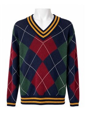 Size M Levi’s Men’s Oversized Argyle V-Neck Sweater Preppy Varsity